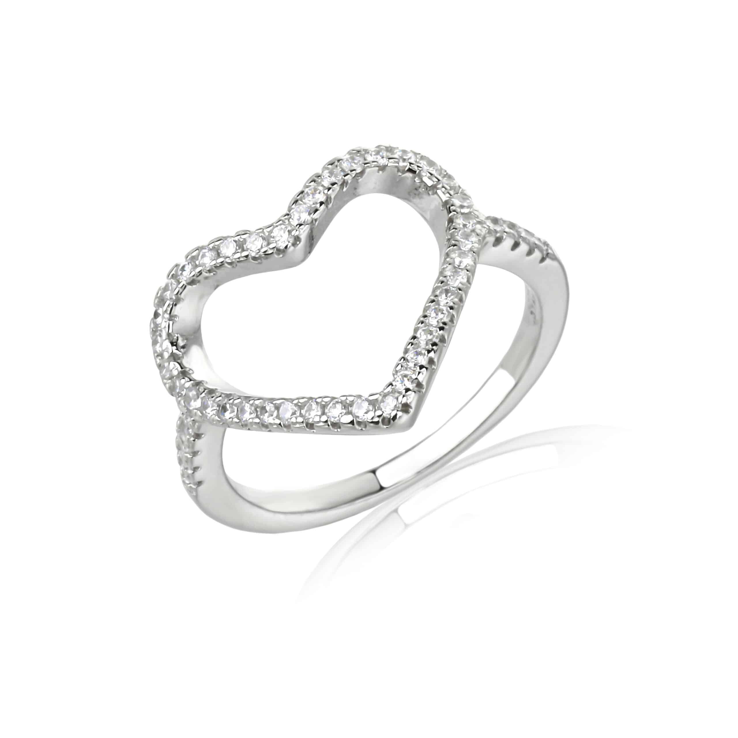 טבעת לב פתוח – כסף אמיתי 925 בשיבוץ זירקונים – תמונה 10