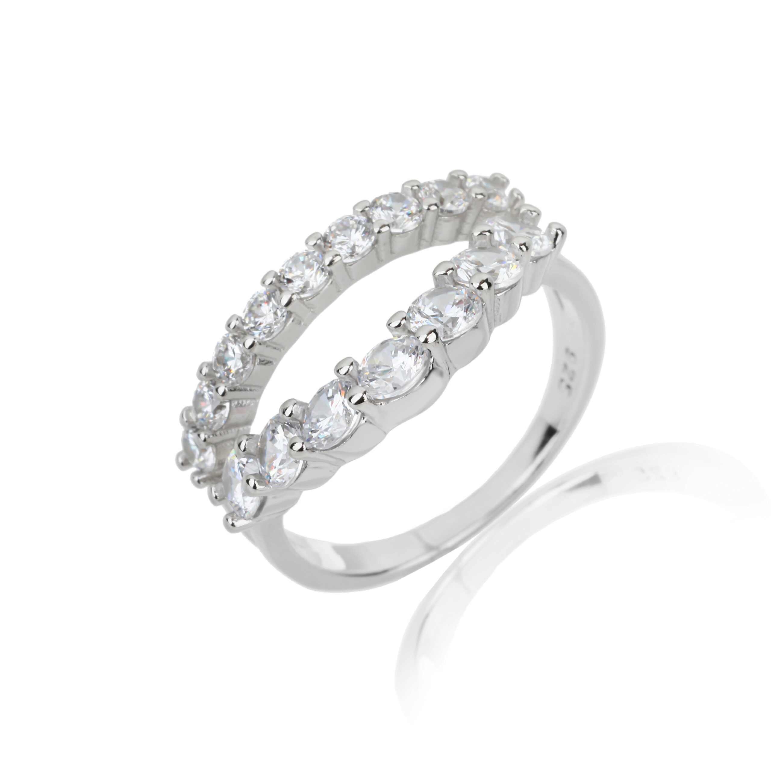 טבעת כסף כפולה בשיבוץ זרקונים – תמונה 7